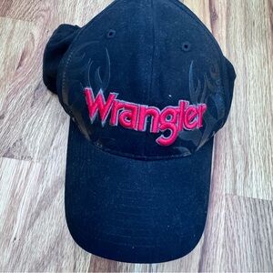 Wrangler Black Cap with Red Logo Embroidered Flames